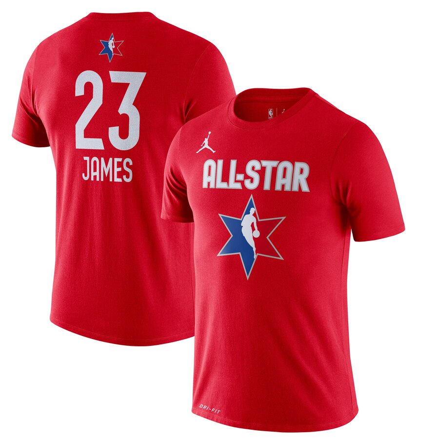 Men LeBron James Jordan Brand 2020 NBA AllStar Game Name & Number Player TShirt  Red->nba t-shirts->Sports Accessory